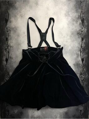 Killstar Black Velvet Suspender Skirt